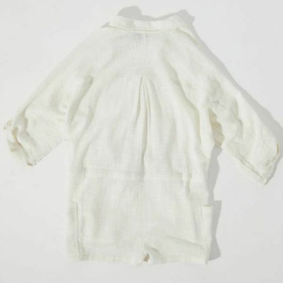 Urban Outfitters Out From Under Button-Down Romper Collared Ivory - Picture 4 of 11